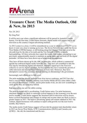 Treasure Chest: the Media Outlook, Old & New, in 2013