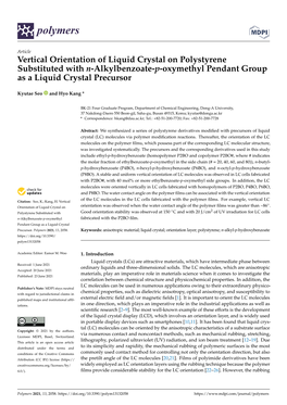 Vertical Orientation of Liquid Crystal on Polystyrene Substituted with N-Alkylbenzoate-P-Oxymethyl Pendant Group As a Liquid Crystal Precursor