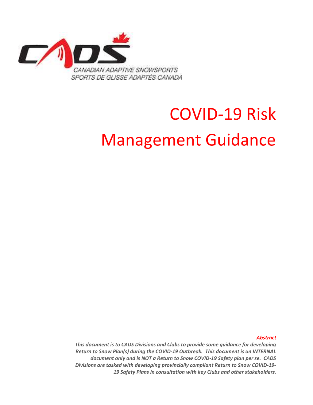 COVID-19 Risk Management Guidance