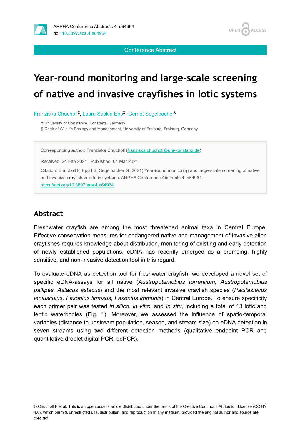 Year-Round Monitoring and Large-Scale Screening of Native and Invasive Crayfishes in Lotic Systems