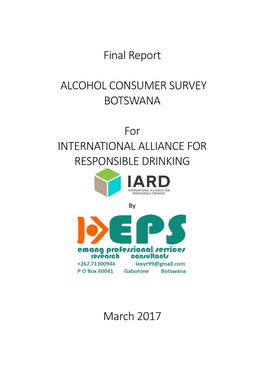 Final Report ALCOHOL CONSUMER SURVEY BOTSWANA For