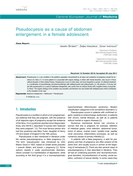 Pseudocyesis As a Cause of Abdomen Enlargement in a Female Adolescent