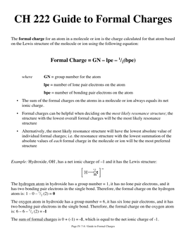 CH 222 Formal Charges Guide