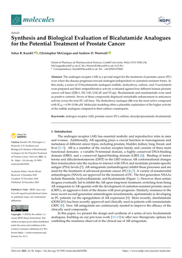 Synthesis and Biological Evaluation of Bicalutamide Analogues for the Potential Treatment of Prostate Cancer