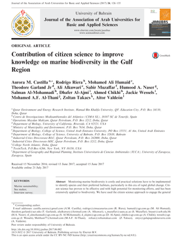Contribution of Citizen Science to Improve Knowledge on Marine Biodiversity in the Gulf Region