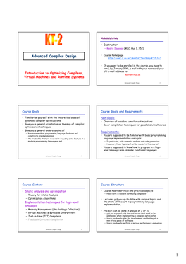 Advanced Compiler Design • Course Home Page