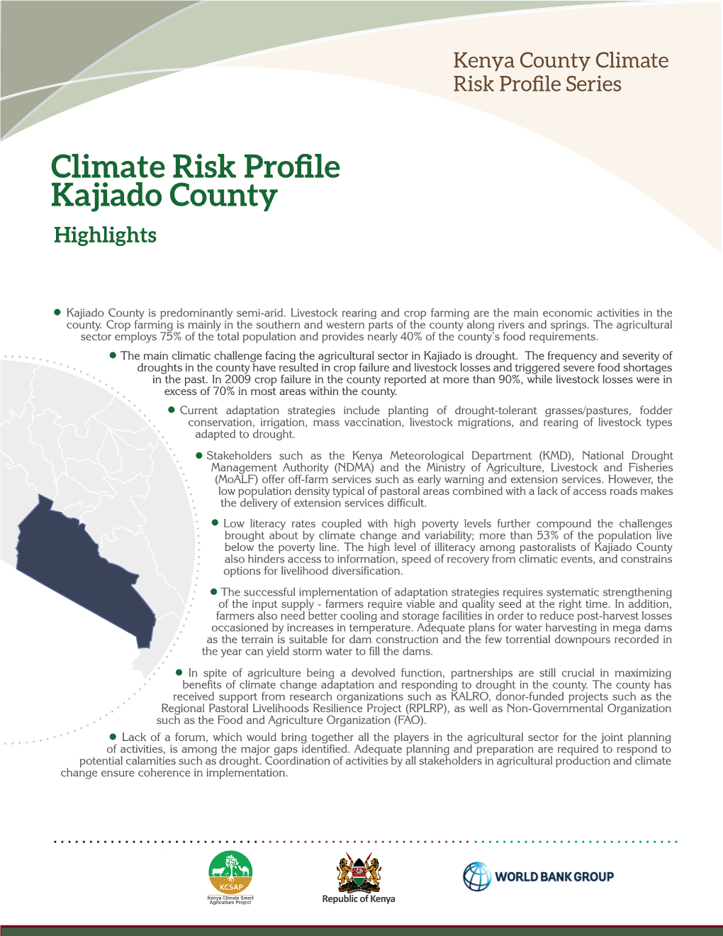 Climate Risk Profile Kajiado County Highlights