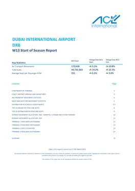 DUBAI INTERNATIONAL AIRPORT DXB W13 Start of Season Report