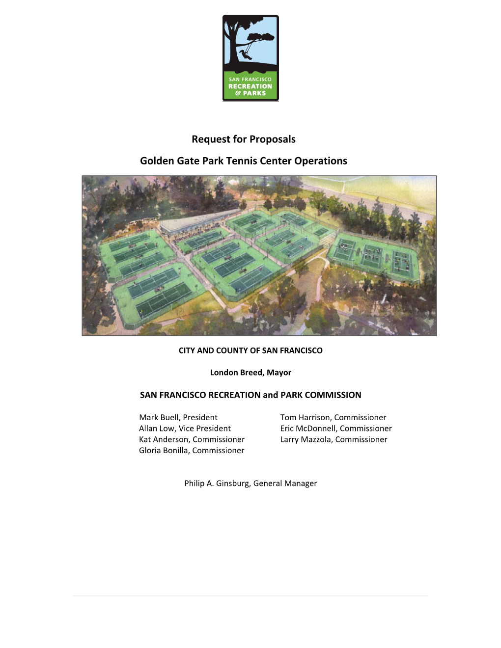 Request for Proposals Golden Gate Park Tennis Center Operations