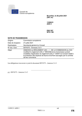 11099/21 ADD 2 Sdr TREE.1.A Les Délégations Trouveront Ci-Joint Le