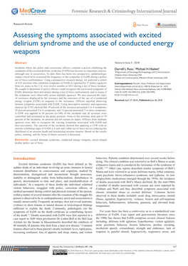 Assessing the Symptoms Associated with Excited Delirium Syndrome and the Use of Conducted Energy Weapons
