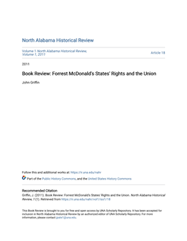 Book Review: Forrest Mcdonald's States' Rights and the Union
