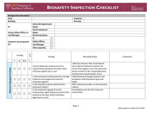Biosafety Inspection Checklist