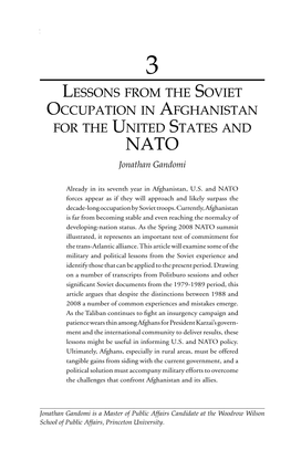 Lessons from the Soviet Occupation in Afghanistan for the United States and NATO