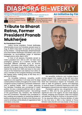 Tribute to Bharat Ratna, Former President Pranab Mukherjee