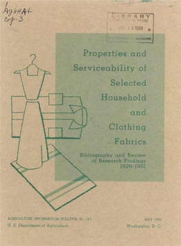 Properties and Serviceability of Selected Household and Clothing Fabrics