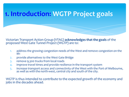 1. Introduction: WGTP Project Goals