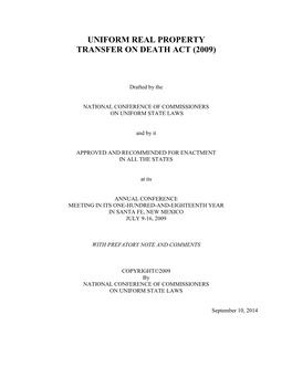 Uniform Real Property Transfer on Death Act (2009)