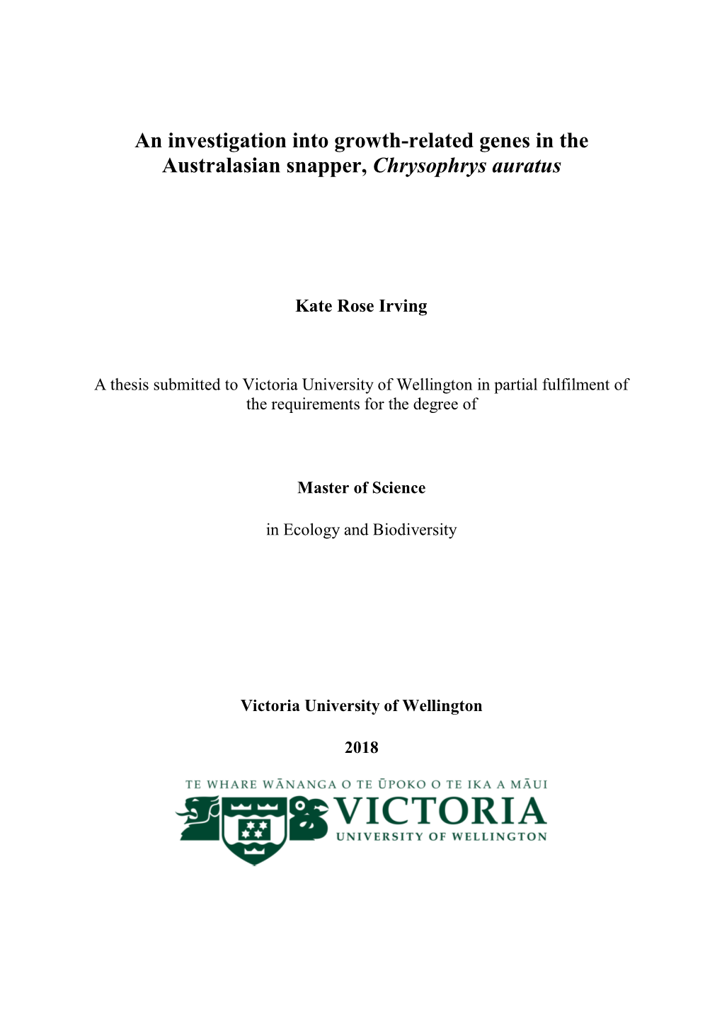 An Investigation Into Growth-Related Genes in the Australasian Snapper, Chrysophrys Auratus