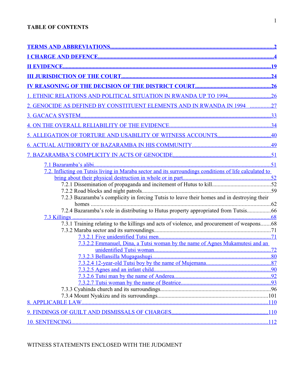 Table of Contents