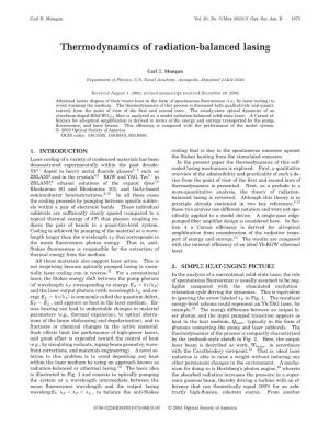 Thermodynamics of Radiation-Balanced Lasing