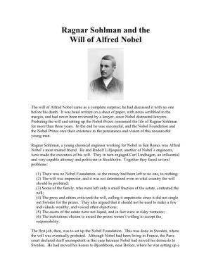 Ragnar Sohlman and the Will of Alfred Nobel