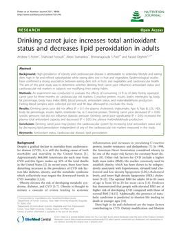 Drinking Carrot Juice Increases Total Antioxidant Status and Decreases