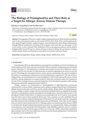 The Biology of Prostaglandins and Their Role As a Target for Allergic Airway Disease Therapy