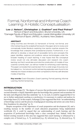 Formal, Nonformal and Informal Coach Learning: a Holistic Conceptualisation