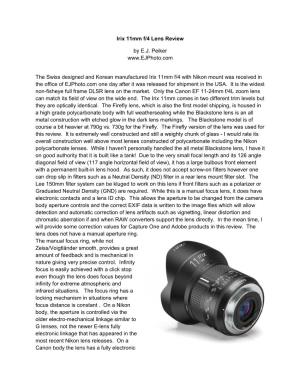 Irix 11Mm F/4 Lens Review