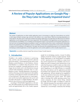 A Review of Popular Applications on Google Play – Do They Cater to Visually Impaired Users?