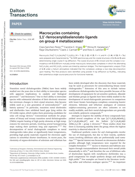 Macrocycles Containing 1, 1′-Ferrocenyldiselenolato Ligands