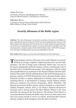 Security Dilemmas of the Baltic Region