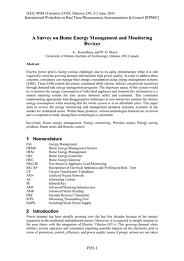 A Survey on Home Energy Management and Monitoring Devices