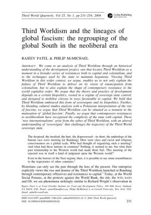 Third Worldism and the Lineages of Global Fascism: the Regrouping of the Global South in the Neoliberal Era