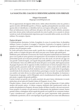 La Nascita Del Calcio E L'identificazione Con Firenze