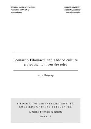 Leonardo Fibonacci and Abbaco Culture a Proposal to Invert the Roles