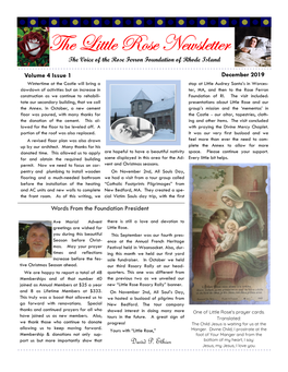 The Little Rose Newsletter the Voice of the Rose Ferron Foundation of Rhode Island