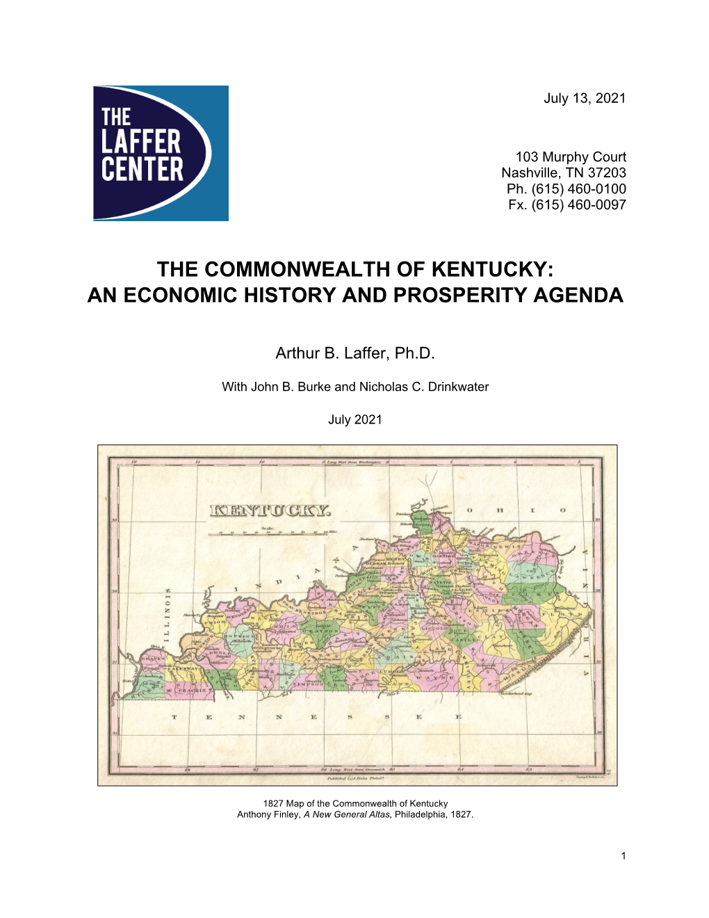 The Commonwealth of Kentucky: an Economic History and Prosperity Agenda