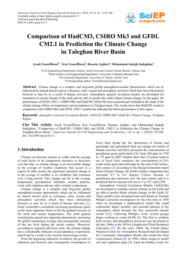 Comparison of Hadcm3, CSIRO Mk3 and GFDL CM2. 1 in Prediction The