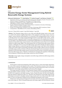 Ukraine Energy Sector Management Using Hybrid Renewable Energy Systems