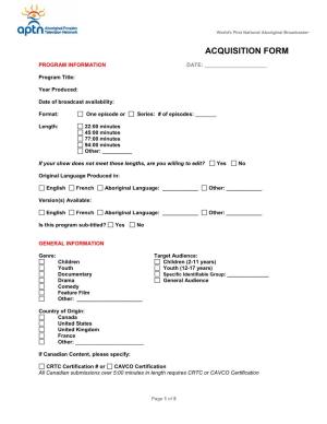 Acquisition Form