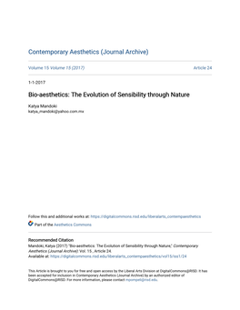 Bio-Aesthetics: the Evolution of Sensibility Through Nature