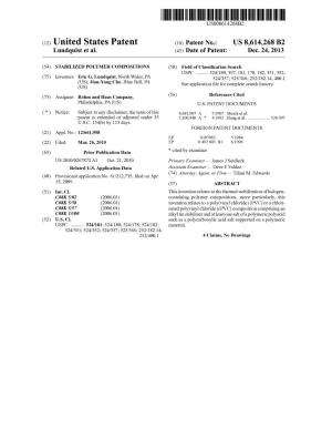 (12) United States Patent (10) Patent No.: US 8.614,268 B2 Lundquist Et Al