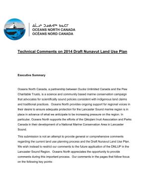 Technical Comments on 2014 Draft Nunavut Land Use Plan