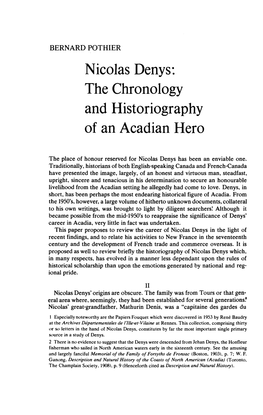 Nicolas Deny S: the Chronology and Historiography of an Acadian Hero