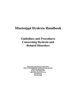Mississippi Dyslexia Handbook