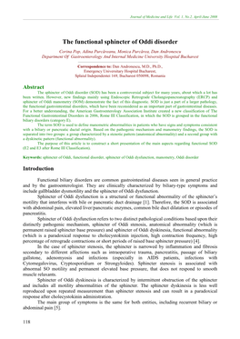 Sphincter of Oddi Dysfunction, Manometry, Oddi Disorder