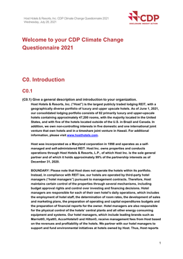 CDP 2021 Climate Change Investor Response