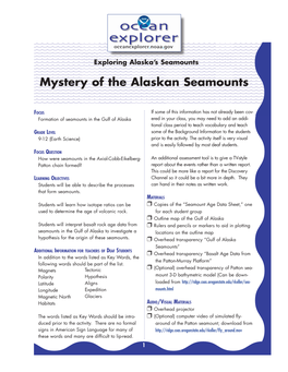 Mystery of the Alaskan Seamounts